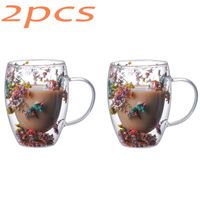 Mugs Double layer Glass Cup Drinkware Dry Flower Sea Snail High Borosilicate Coffee Juice Milk Beer Wine Whiskey Mug Glasses 230627