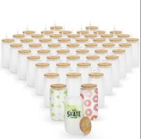 Sublimation 12oz 16oz 25oz Glass Can with Bamboo Lid Reusabl...