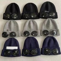 Designer two Lens Glasses Goggles Beanies Men Knitted Hats Skull Caps Outdoor Women Uniesex Winter Beanie Black Grey Bonnet