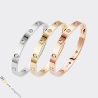 Designer Bracelet Jewelry Designer for Women Screw Bracelet 10 Diamonds Titanium Steel Bangle Gold-Plated Never Fading Non-Allergic,Gold/Silver/Rose; Store/21417581