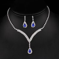 Crystal Bridal Party Prom Jewelry Set silver plated necklace...