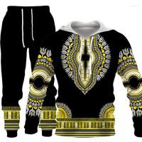 Men' s Tracksuits African 3d Print Hoodie And Pants 2 Pi...