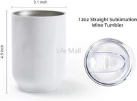 Sublimation Blanks Wine Mugs Straight Cup Stainless Steel Double Wall Vacuum Insulated Tumblers 12oz Wholesale