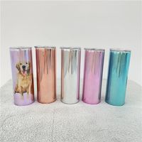 20oz blank sublimation Magic Mirror glitter tumbler UV color straight skinny tumblers stainless steel vacuum insulated coffee cup drinking water bottle