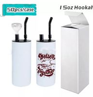 15oz sublimation hookahs Cups straight tumbler cold smoking tumblers fatty cup with Smoking Lid Glass Bowl Water Pipe
