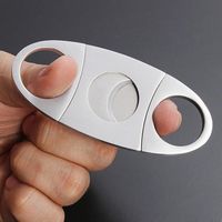 Stainless Steel Cigar Cutter Knife Portable Small Double Bla...