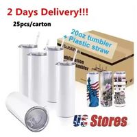 USA Warehouse 25pc/carton STRAIGHT 20oz Sublimation Tumbler Blank Stainless Steel Mugs DIY Tapered Vacuum Insulated Car Coffee 2 Days Delivery ss1227