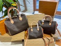 Fashion Shoulder Bags Totes Speedy mini size 16cm 20cm 25cm 30cm Duffel Bags Genuine Leather 5A Quality Women Messenger Travel Bag Classic Brown flower Lady Handbags