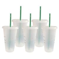 Mermaid Goddess Starbucks 24oz/710ml Plastic Mugs Tumbler Reusable Clear Drinking Flat Bottom Pillar Shape Lid Straw Cups mug Good Quality