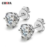 Stud COSYA 051 Carat Real Diamond Earrings For Women 925 Sterling Silver D Color Fine Jewelry Engagement Gifts 221119