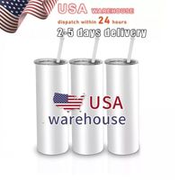 US Warehouse 25pc/carton 20oz Sublimation Tumblers Blanks Stainless Steel Mugs DIY Straight Cups Vacuum Insulated 600ml Car Coffee Tumbler