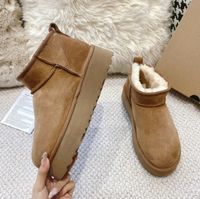 Ultra Mini Platform Boot Designer Woman Winter Ankle Australia Snow Boots Thick Bottom Real Leather Warm Fluffy Booties With Fur size 35-43