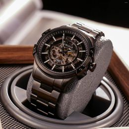 Wristwatches OBLVLO Original Design Skeleton Black Steel Mechanical Wristwatch Waterproof Automatic Watch For Men Clock Relogio CAM-AR-SK