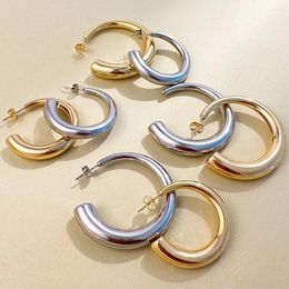 Hoop Earrings Minimalist Women Manual Hammered Stainless Steel Circle Ear Hoops Lightweight Trend Jewellery Piercing For Cartilage