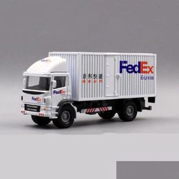 Cars Diecast Model Cars 160 Scale Toy Car Metal Alloy Commerical Vehicle Express Fedex Van Diecasts Cargo Truck Toys F Children Collect
