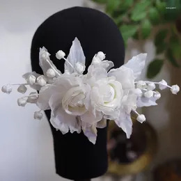 Hair Clips Silk Yarn Flower Sweet Bell Orchid Branch Bridal Head White Wedding Headwear