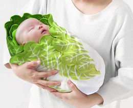 Baby Chinese Cabbage Blankets Swaddle born Set Portable Bed Bedding Kawaii Wrap Items 8585CM Unisex Seasons 240106