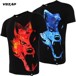 Vszap Combat Fighting Training Short Sleeve T-shirt Summer Male MMA Sports Pure Cotton Workout Clothes Thai Boxing Suit Competit