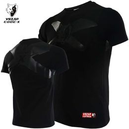Vszap Fiess Boxing Muay Thai MMA Short Sleeve Black Team Stretch T-shirt Fighting Sports Training Clothes