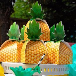 Gift Wrap Party Favor Box Pineapple Candy Boxes Hawaii Luau Birthday Tropical Summer Beach Theme Supplies 10Pcs