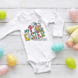 Rompers My First Easter Baby Bodysuit Easter Party Infant Romper Bunny Printed Boys Girls Outfits Clothing Infant Long Sleeve Jumpsuitvaiduryc