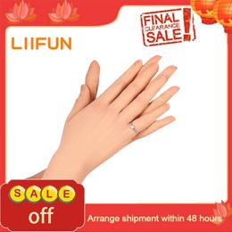 Costume Accessories Female Silicone Sleeve Glove Simulated Skin Artificial Arm with Nail Fake Hands Cover Scars or Crossdresser Cosplay