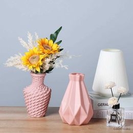 2PCS Vases Nordic Flower Vase Imitation Ceramic Plastic Flower Vase Pot Home Living Room Desktop Decoration Wedding Centerpiece Arrangement
