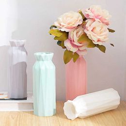 2 pçs vasos criativo com geometria minimalista vaso de flores de plástico decorações sala de estar pequeno e fresco arranjo de flores decoração