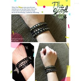 Charm Bracelets Multilayers Rock Spikes Rivet Chains Gothic Punk Wide Cuff Leather Bracelet Bangle Fashion Men Jewellery Pulseiras