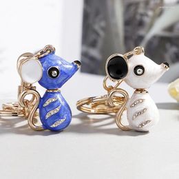 Keychains Lovely Crystal Mouse Keychain Rhinestone Metal Bag Pendant Keyring Animal Key Chains Charm Jewellery For Women