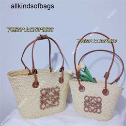 Loewwes Anagrams Basket Spain Bags Grass Woven Womens Large Capacity Handbag with Inner Liner Handwoven Beach Style Rj