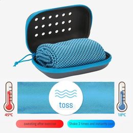 Quick drying and cooling towel soft breathable and sweat absorbing. Cold towel with storage box exercise running yoga gym 240305