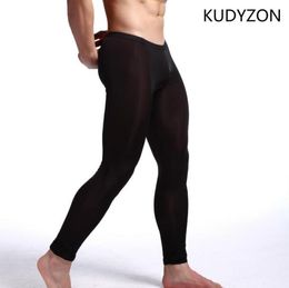 Men039s Body Shapers KUDYZON Men Long Johns Ultrathin Ice Silk Yoga Pants Sexy Underpants Legging Thermal Underwear Sleepwear 5340995