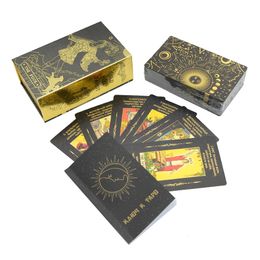 Rider Gold Foil Tarot 12x7cm Russian Version Card Game PVC Waterproof Board Game Poker Divination Gift Box Set Manual 240223