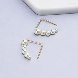 Stud Earrings Simulated Pearl String Statement Korean Simple Retro Cold Wind Women's Clothing Jewellery