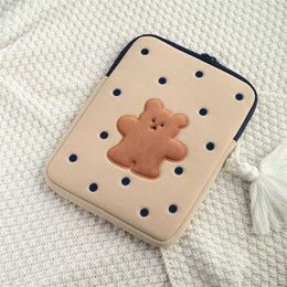 Korea Cartoon Tablet Case Cute biscuits bear protective cover for laptop ipad pro 9 7 11 13 15 6 inch Storage Sleeve inner bag 202300u