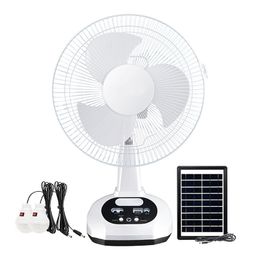 Solar Fan 12 inches 10hrs Working Portable USB Rechargeable Table Fan with LED Bulbs for Outdoor Camping