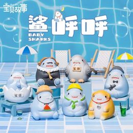 Cute Shark Blind Box Toys Anime Figure Doll Mystery Box Shark Hoohoo Series Ornaments Kawaii Model Boy And Girl Birthday Gift 240227