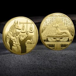 2024 Gold Plated Egypt Death Protector Anubis Coin Copy Coins Egyptian God Of Death Commemorative Coins Collection Gift