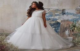 Ivory White Stunning Flower Girl Dress 2022 Puffy ALine Junior Birthday Party Gown Kid First Communion Dress Christening5864711