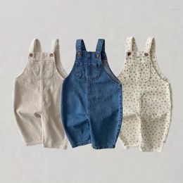 Trousers MiniAinis Spring Autumn Baby Cotton Beige White Strap Pants Girls Shivering Boys Blue Denim Kids Overalls