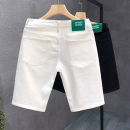 Summer Korean Fashion Luxury Designer cowboy White Black Jeans for Men Trendy Slim Fit Casual Pants Boyfriend Jeans Shorts 240227