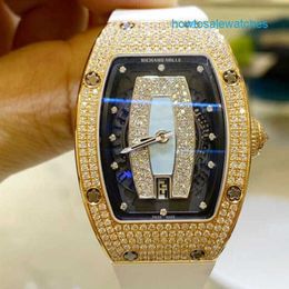 Nice Wrist Watches Unisex Wristwatch RM Watch RM007 Rose Gold Original Diamond Blue Lip Women's Chronograph Timepiece