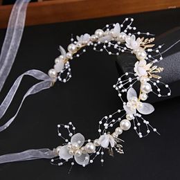Hair Clips Bridal Pearl Headdress For Women Flower Wreath Bride Garland Head Hoop Headbands Wedding Jewellery Children Gifts