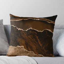 Pillow Abstract Brown & Gold Modern Geode Agate Design Throw Decorative Sofa S Christmas Supplies