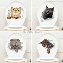 Toilet Stickers Cartoon Toilet Sticker Toilet Bathroom Waterproof Paper Self Adhesive Cat Expression Sticker Pegatinas De Gatos Para Tapas Toilet 240319