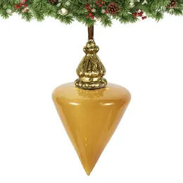 Party Decoration Gold Christmas Bulb Ornaments Hang Glass Ball With String Triangle Shaped For Window Home Decor