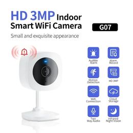 Беспроводной Wi-Fi G07 Обнаружение движения 3MP Обнаружение движения Звуковая сигнализация Облачное хранилище Двусторонняя аудиокамера ночного видения