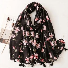 Scarves Fashionable Ladies Simple And Elegant Japanese Small Fresh Cotton Feel Encircle Orange Rendering Ink Painting Scarf