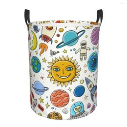 Laundry Bags Space Rocket Planet Basket Foldable Universe Alien Spaceship Clothes Toy Hamper Storage Bin For Kids Nursery